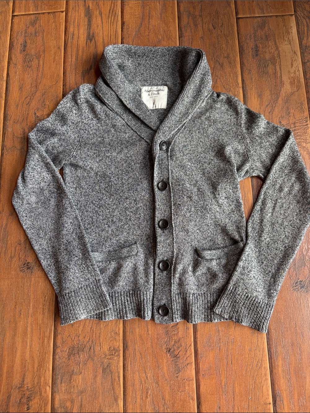 Abercrombie & Fitch Women's Charcoal Shawl Collar Button Cardigan - Size Small